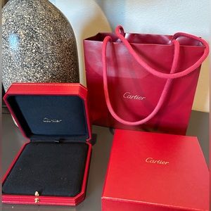 Cartier large jewelry box, carton box, shopping bag. Like new.